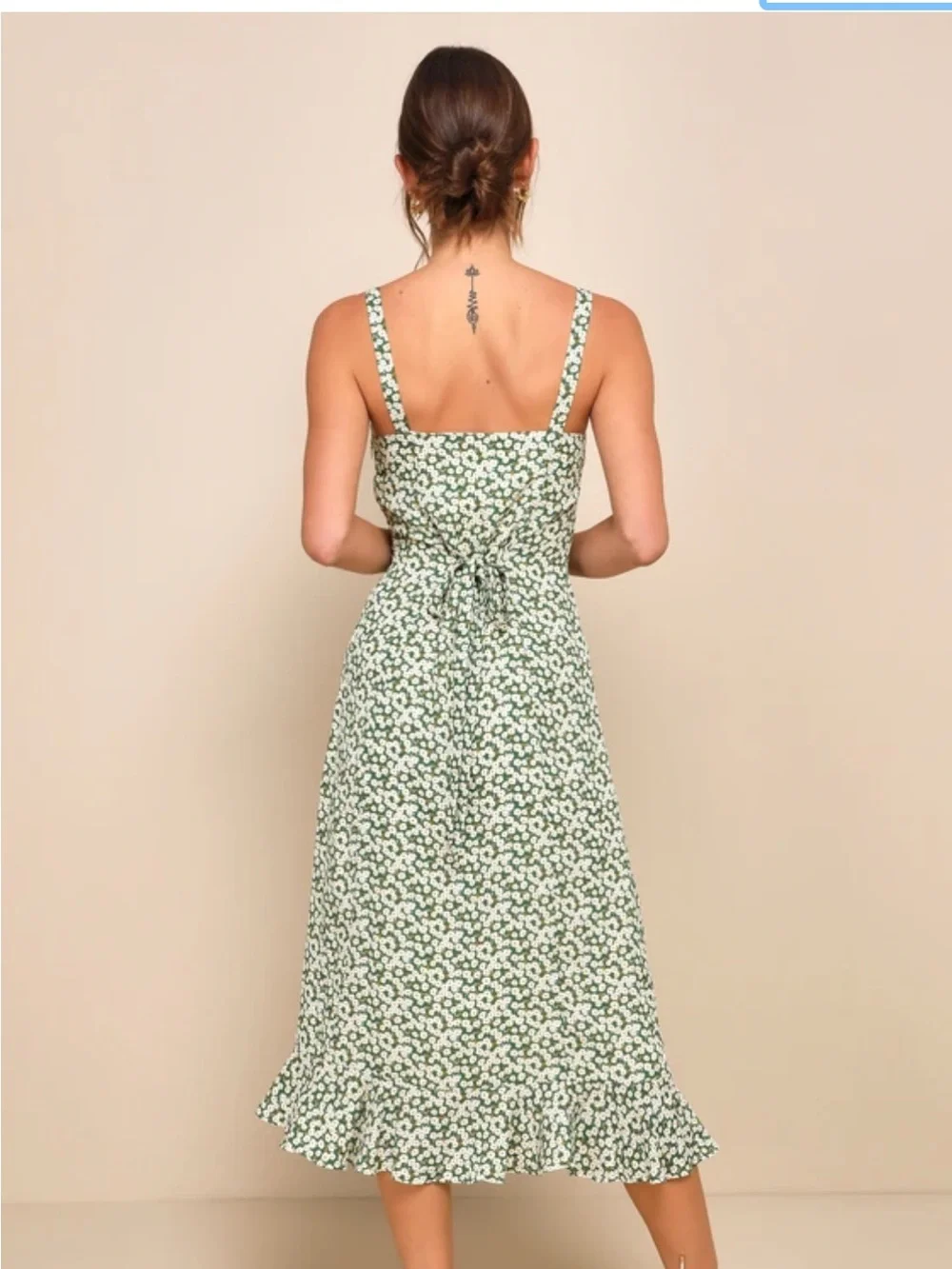 Lulus Green Floral Slip Midi Dress. Size Medium - Picture 4 of 14